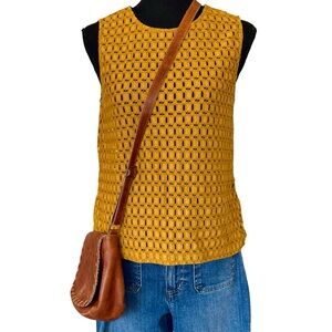 Yellow Crochet Sleeveless Zara Top with Ruffle Accent - Size M Beach Boho